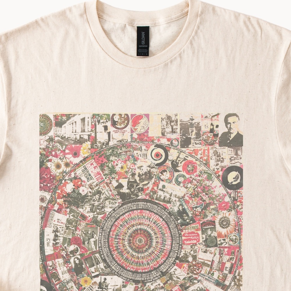 Vintage Collage Mandala Graphic Tee Intricate Eclectic Art Design